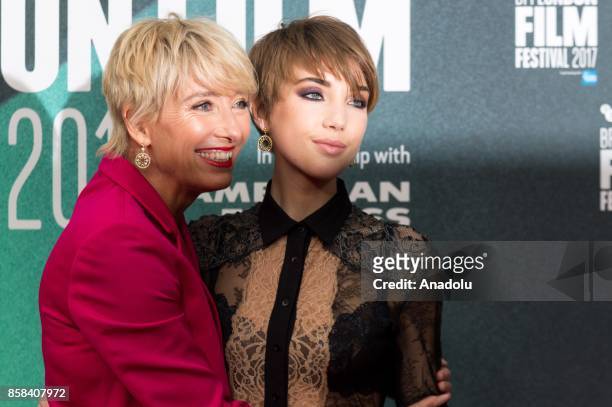 Actress Emma Thompson and her daughter Gaia Wise attend The Meyerowitz Stories' UK premiere within The London Film festival in London, United Kingdom...