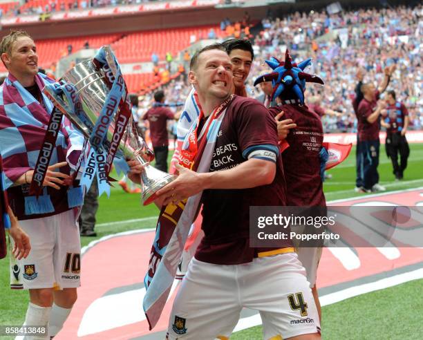 Kevin Nolan of West Ham celebrates after winning the nPower Championship Playoff Final between West Ham United and Blackpool at Wembley Stadium on...