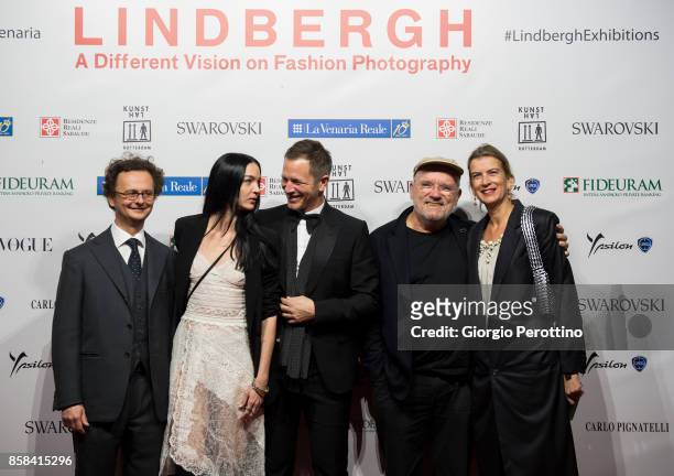 Top model Mariacarla Boscono, curator of the exhibition Thierry-Maxime Loriot, photographer Peter Lindbergh and the Director of Kunsthal Museum of...