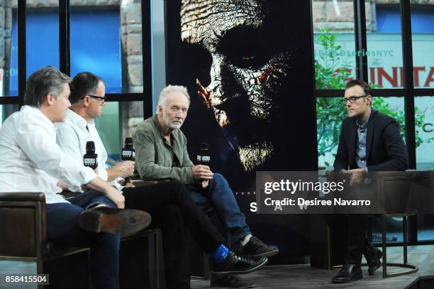 Oren Koules, Mark Burg and Tobin Bell attend Build to discuss 'Jigsaw' at Build Studio on October 6, 2017 in New York City.