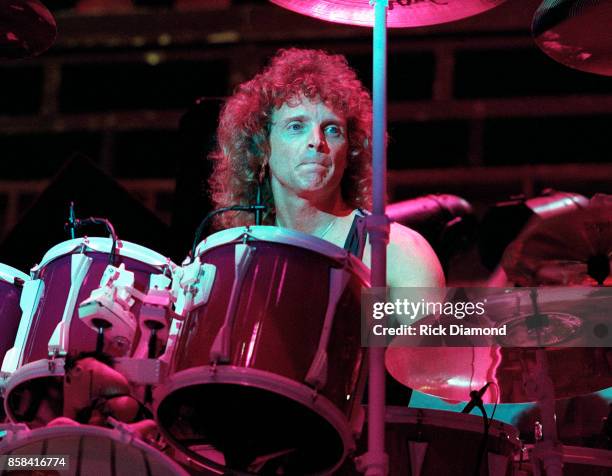 Drummer Joey Kramer of Aerosmith performs at The OMNI Coliseum in Atlanta Georgia May 05, 1990
