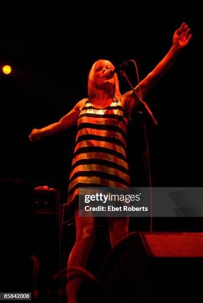 Photo of Kim GORDON and SONIC YOUTH; Kim Gordon performing live onstage at McCarren Park Pool