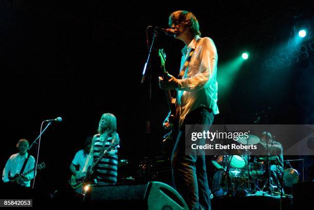 Photo of Thurston MOORE and SONIC YOUTH; Thurston Moore performing live onstage at McCarren Park Pool