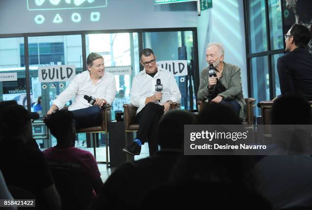 Oren Koules, Mark Burg and Tobin Bell attend Build to discuss 'Jigsaw' at Build Studio on October 6, 2017 in New York City.