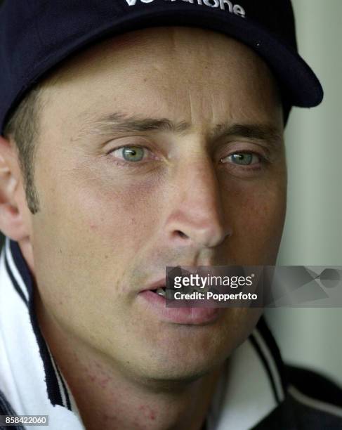 England captain Nasser Hussain speaks during a press conference at Lord's Cricket Ground in London on July 21, 2000.