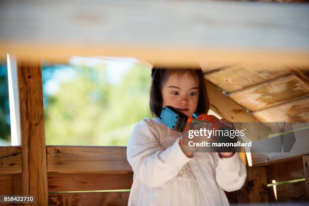 Children with down syndrome happy outdoors