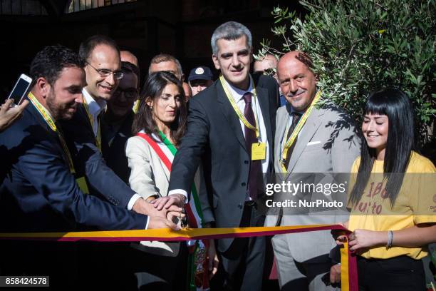 The mayor of Rome, Virginia Raggi, participates in the inauguration of the Farmer's Market of San Teodoro at Circus Maximus on 6 October 2017 in...