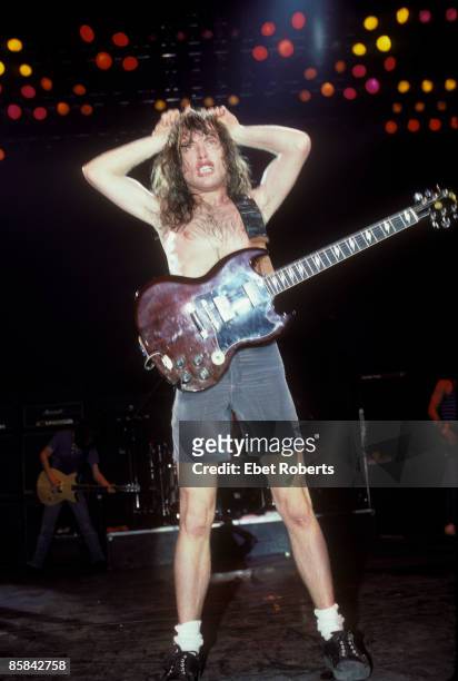 Photo of AC DC and AC/DC; Angus Young of AC/DC performing at Nassau Coliseum in Uniondale, New York on November 20, 1985