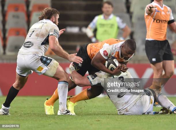 Oupa Mohoje of the Toyota Cheetahs during the Guinness Pro14 match between Toyota Cheetahs and Glasgow Warriors at Toyota Stadium on October 06, 2017...