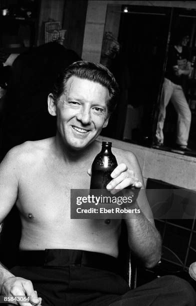 Jerry Lee LEWIS; Jerry Lee Lewis backstage at Lorelei in New York City on August 8, 1979