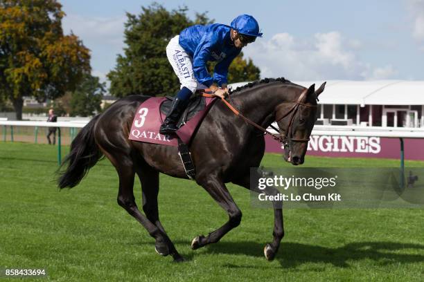 Jockey Mickael Barzalona riding Soleil Marin in Race 1 QATAR PRIX CHAUDENAY during the Qatar Prix de l'Arc de Triomphe weekend on September 30, 2017...