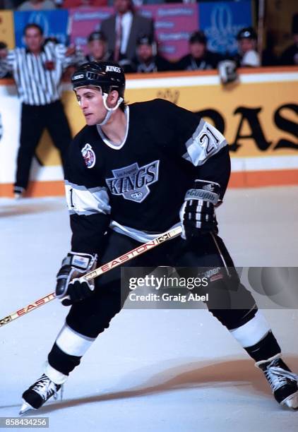 Tony Granato of the Los Angeles King skates against the Toronto Maple Leafs during NHL playoff game action in May 1993 at Maple Leaf Gardens in...