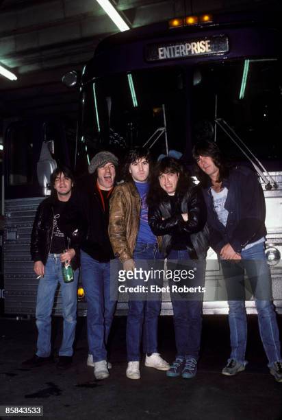Photo of AC DC and AC/DC and Angus YOUNG and Malcolm YOUNG and Brian JOHNSON ; Malcolm Young, Brian Johnson, Simon Wright, Angus Young, Cliff...