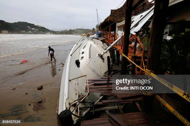 View of damages in San Juan del Sur beach, following the passage of Tropical Storm Nate, in Rivas, Nicaragua, on October 6, 2017. Tropical Storm Nate...