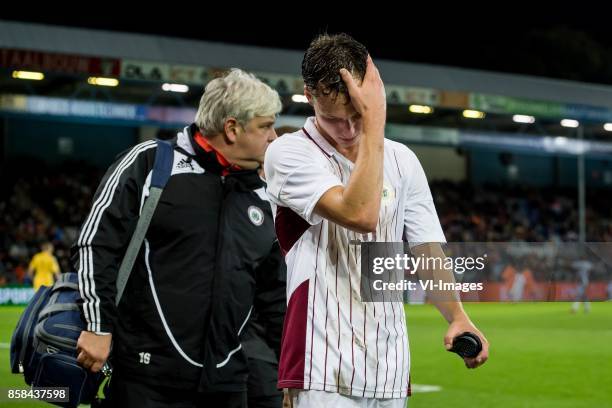 Emsis Eduards of Jong Letland during the EURO U21 2017 qualifying match between Netherlands U21 and Latvia U21 at the Vijverberg stadium on October...