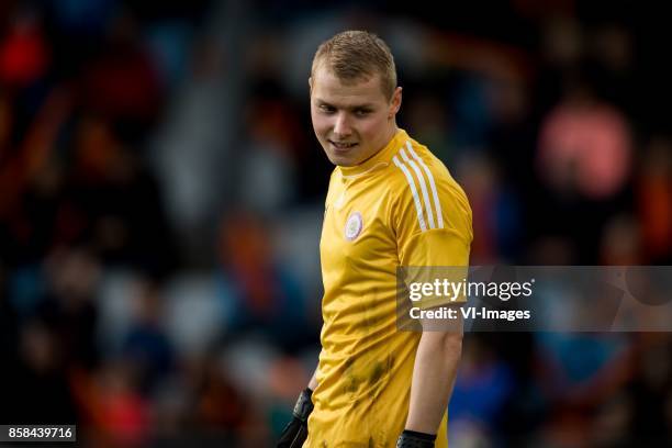 Goalkeeper Kurakins Vladislavs of Jong Letland during the EURO U21 2017 qualifying match between Netherlands U21 and Latvia U21 at the Vijverberg...