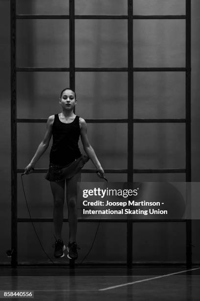 Alena Kostornaia of Russia warms up prior to the Ladies Free Skating during day two of the ISU Junior Grand Prix of Figure Skating at Olivia Ice Rink...