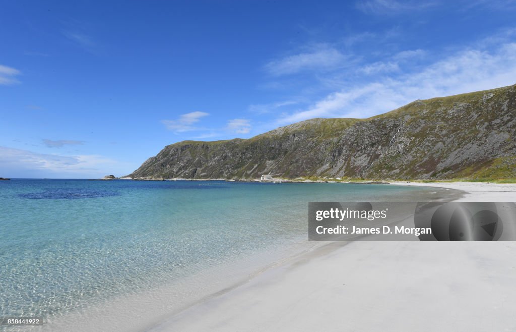 Refvik Strand White sandy beach on sunny day in Ervik, Norway August 17th 2017 News ...