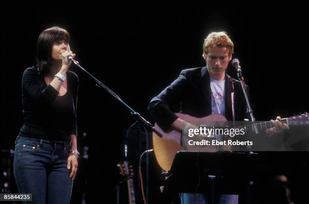 Photo of Jenni MULDAUR and Teddy THOMPSON; L-R. Jenni Muldaur, Teddy Thompson performing live at Neil Young Tribute Concert