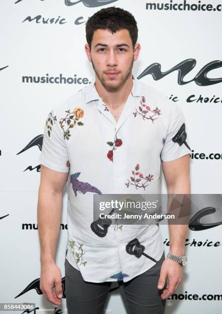 Nick Jonas visits Music Choice on October 6, 2017 in New York City.