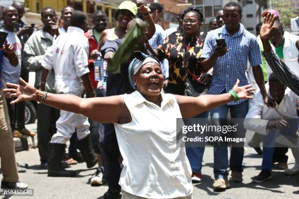 Opposition supporter protest over the electoral reforms before the 26th October repeat presidential election ant-riot police tear gassed them on...