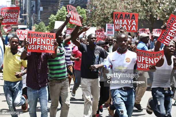 Opposition supporters protest in Nairobi streets, for the second week, where Kenyan opposition coalition National Supper Alliance Leaders today...