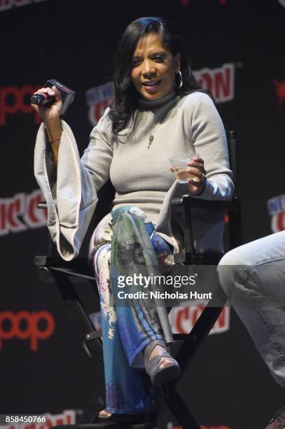 Penny Johnson Jerald speaks during The Orville panel during 2017 New York Comic Con on October 6, 2017 in New York City.