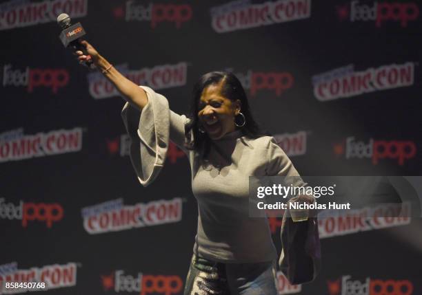 Penny Johnson Jerald speaks during The Orville panel during 2017 New York Comic Con on October 6, 2017 in New York City.