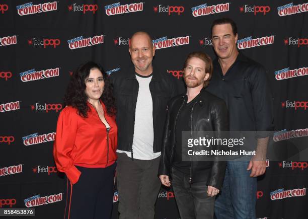Alex Borstein, Mike Henry, Seth Green and Patrick Warburton attend The Family Guy panel during 2017 New York Comic Con on October 6, 2017 in New York...