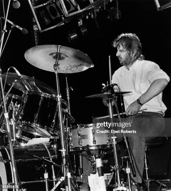 Photo of Ringo STARR; performing live onstage, playing drums