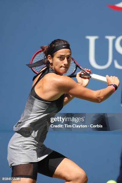 Open Tennis Tournament - DAY FIVE. Caroline Garcia of France in action against Petra Kvitova of the Czech Republic during the Women's Singles round...