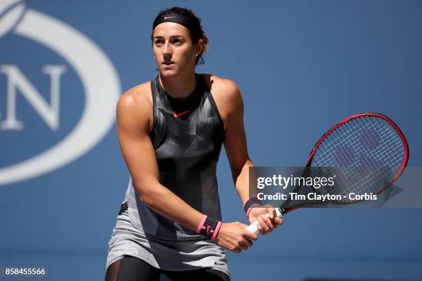 Open Tennis Tournament - DAY FIVE. Caroline Garcia of France in action against Petra Kvitova of the Czech Republic during the Women's Singles round...