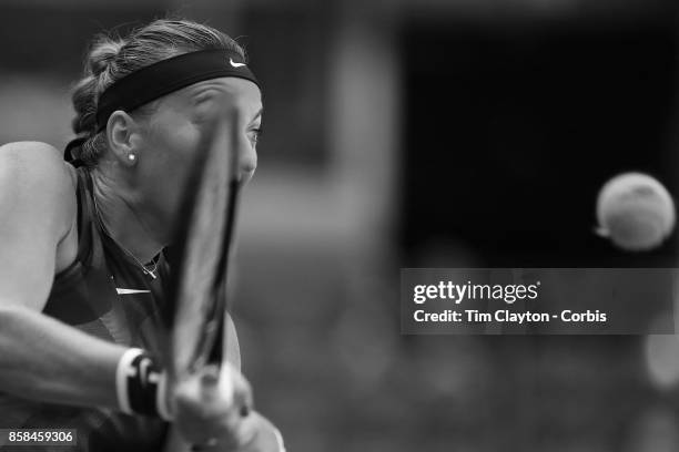 Open Tennis Tournament - DAY FIVE. Petra Kvitova of the Czech Republic in action against Caroline Garcia of France during the Women's Singles round...