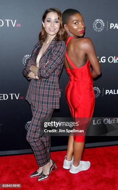 Actresses Cristin Milioti and Michaela Coel attend the PaleyFest NY 2017 "Black Mirror" screening at The Paley Center for Media on October 6, 2017 in...