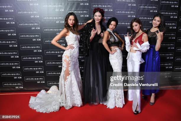 Emi Renata, Bonnie Chen , Clara Lee, Grace Chan and Manami Hashimoto attend Intimissimi On ice 2017 on October 6, 2017 in Verona, Italy.