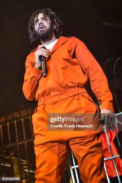 Rapper J. Cole performs live on stage during a concert at the Columbiahalle on October 6, 2017 in Berlin, Germany.