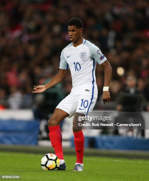 Marcus Rashford of England during the FIFA 2018 World Cup Qualifier between England and Slovenia at Wembley Stadium on October 5, 2017 in London,...