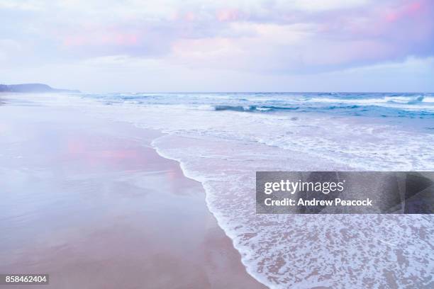 pink and pastel colors at the beach. - water's edge ストックフォトと画像