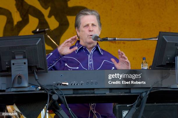 Photo of Brian Wilson, Brian Wilson performing at the New Orleans Jazz and Heritage Festival in New Orleans, Louisiana on April 24, 2005