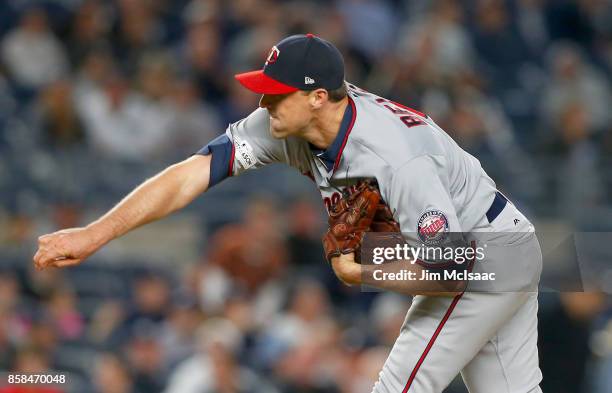 Matt Belisle of the Minnesota Twins in action against the New York Yankees in the American League Wild Card Game at Yankee Stadium on October 3, 2017...