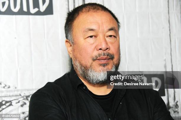 Artist Ai Weiwei attends Build to discuss 'Human Flow' at Build Studio on October 6, 2017 in New York City.