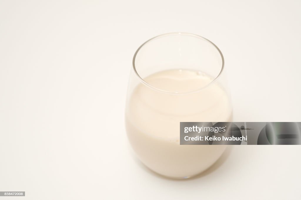 Soy milk on table