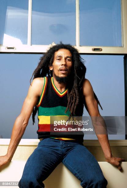 Jamaican singer, songwriter, and musician Bob Marley, posed portrait, 1980.
