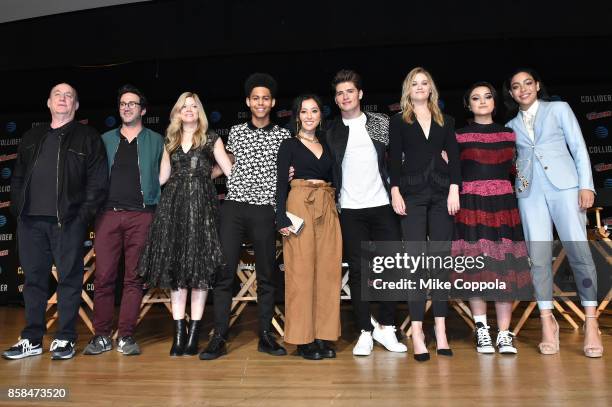 Executive producers Jeph Loeb, Josh Schwartz, and Stephanie Savage and actors Rhenzy Feliz, Lyrica Okano, Gregg Sulkin, Virginia Gardner, Ariela...