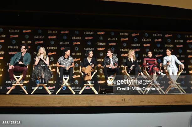 Executive producers Josh Schwartz and Stephanie Savage and actors Rhenzy Feliz, Lyrica Okano, Gregg Sulkin, Virginia Gardner, Ariela Barer, and...