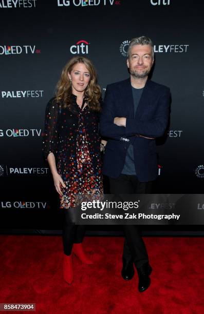 Annabel Jones and Charlie Brooker attend PaleyFest NY 2017 "Black Mirror" at The Paley Center for Media on October 6, 2017 in New York City.