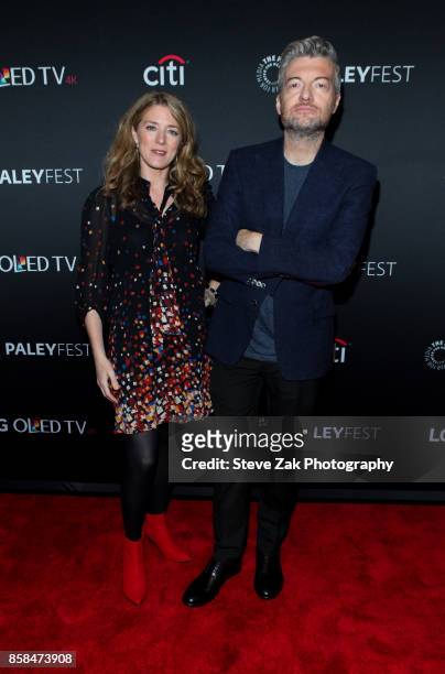 Annabel Jones and Charlie Brooker attend PaleyFest NY 2017 "Black Mirror" at The Paley Center for Media on October 6, 2017 in New York City.