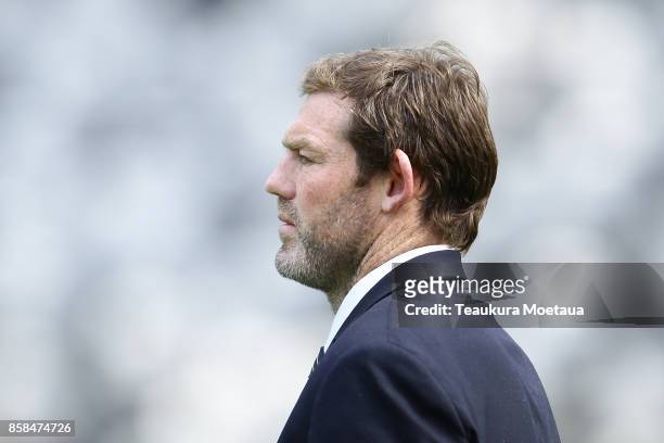 Assistant Coach Tom Donnelly of Otago looks on before the round eight Mitre 10 cup match between Otago and Bay of Plenty at Forsyth Barr Stadium on...