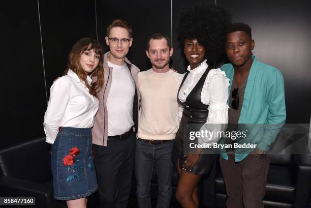 Actors Hannah Marks, Sam Barnett, Elijah Wood, Jade Eshete and Mpho Koaho attend the FANDOM Fest during New York Comic Con on October 6, 2017 in New...