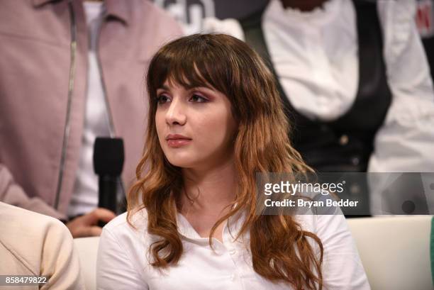 Actors Hannah Marks speaks onstage at the New York Comic Con Live Stage in partnership with FANDOM and Twitch on October 6, 2017 in New York City.